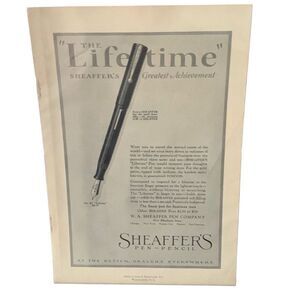 Vintage 1921 Sheaffer’s Pen-Pencil The Lifetime Ad Advertisement